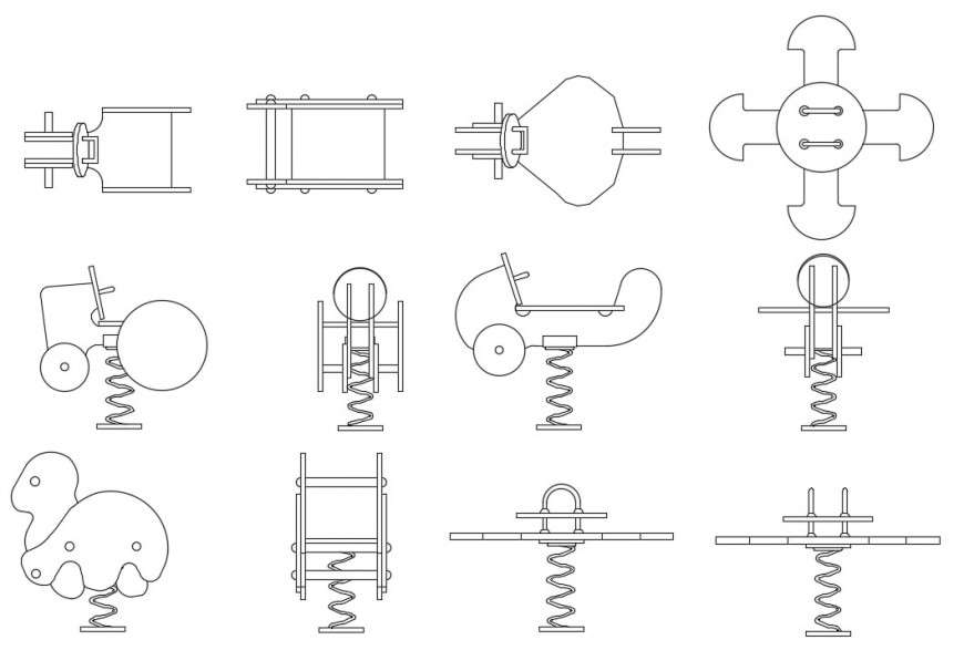 CAd Drawings Details Of Playground Equipment - Cadbull